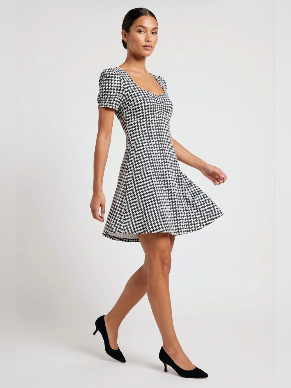 OBEY Houndstooth Mini Dress | Stretch Knit Cap Sleeve | Sz Small HOST PICK! NWOT - Picture 3 of 16